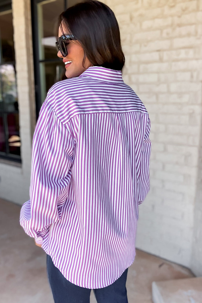 Better Days Ahead Magenta Stripe Button Up Shirt