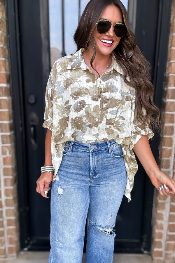 Vintage Floral Print Blouse