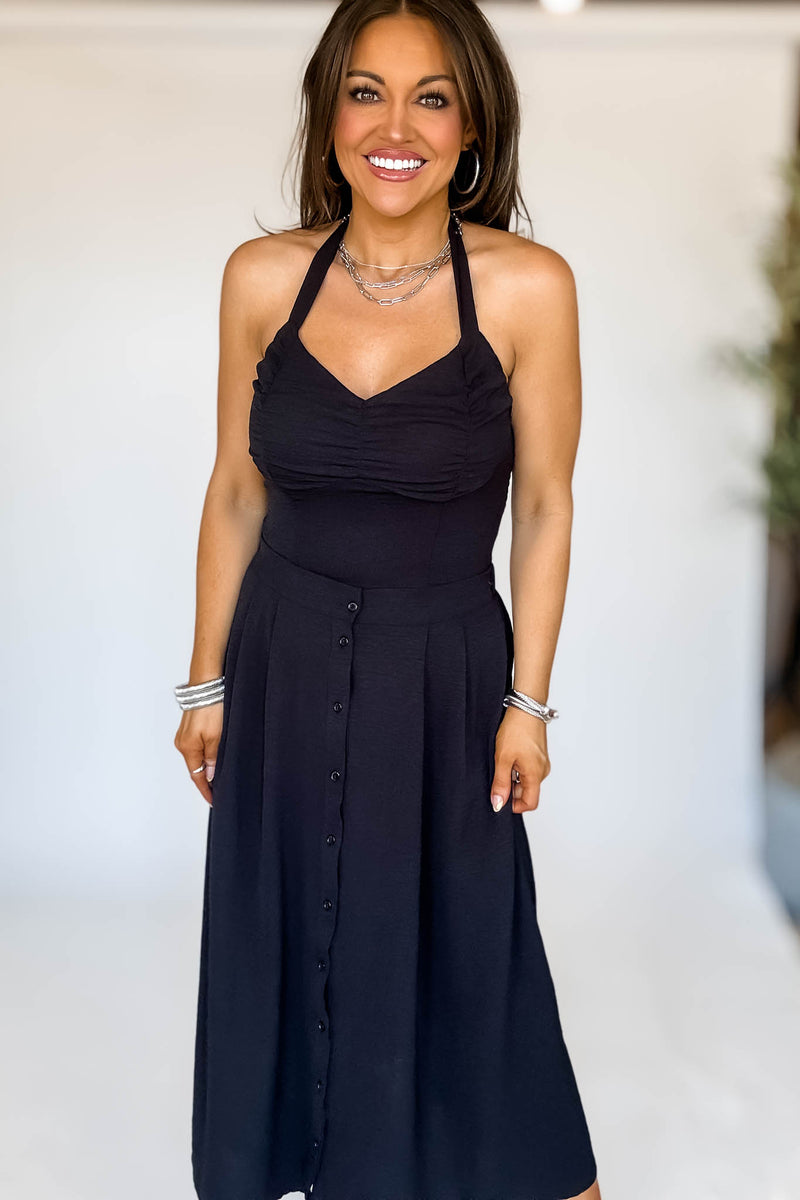 Set A Flow Black Halter Top