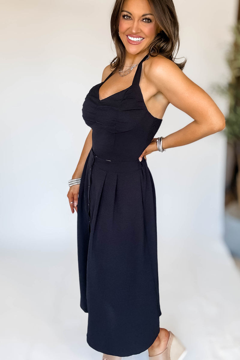 Airflow Maxi Midi Black Skirt
