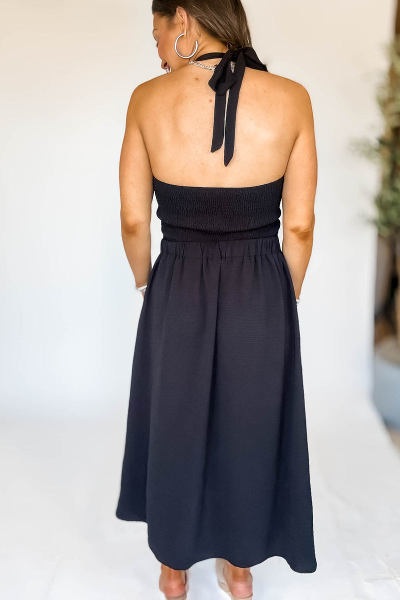 Set A Flow Black Halter Top