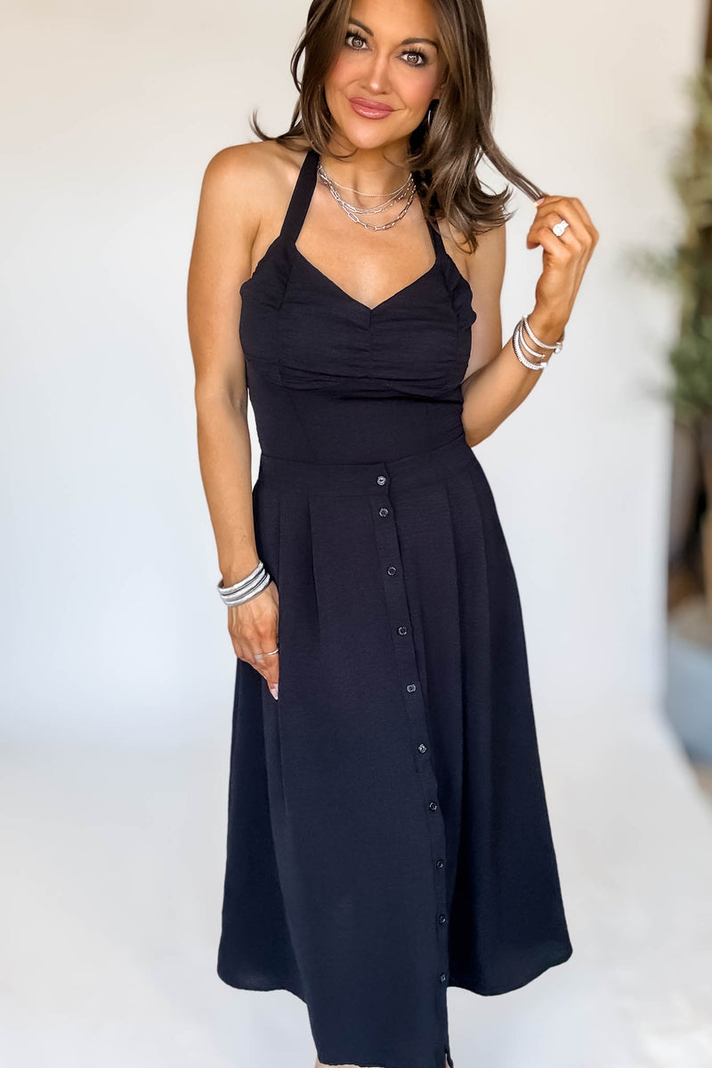 Set A Flow Black Halter Top