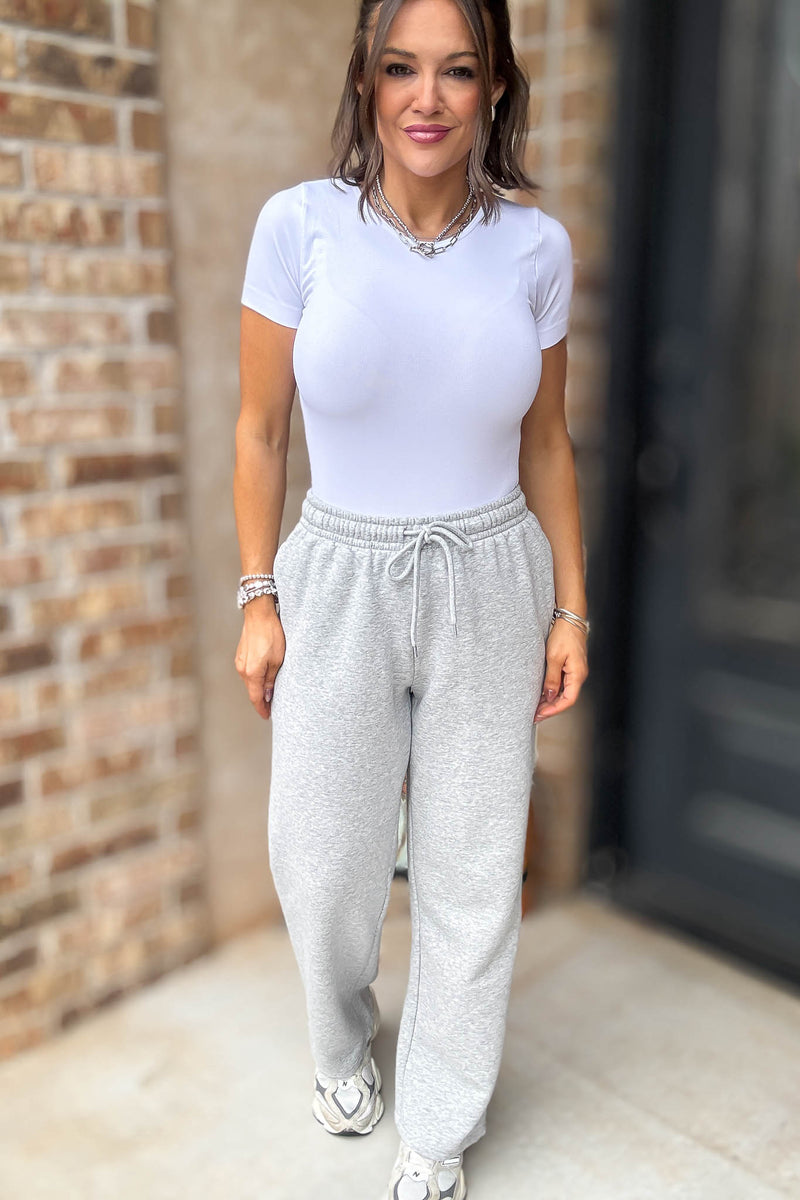 Heather Grey Straight Leg Fleece Sweatpants