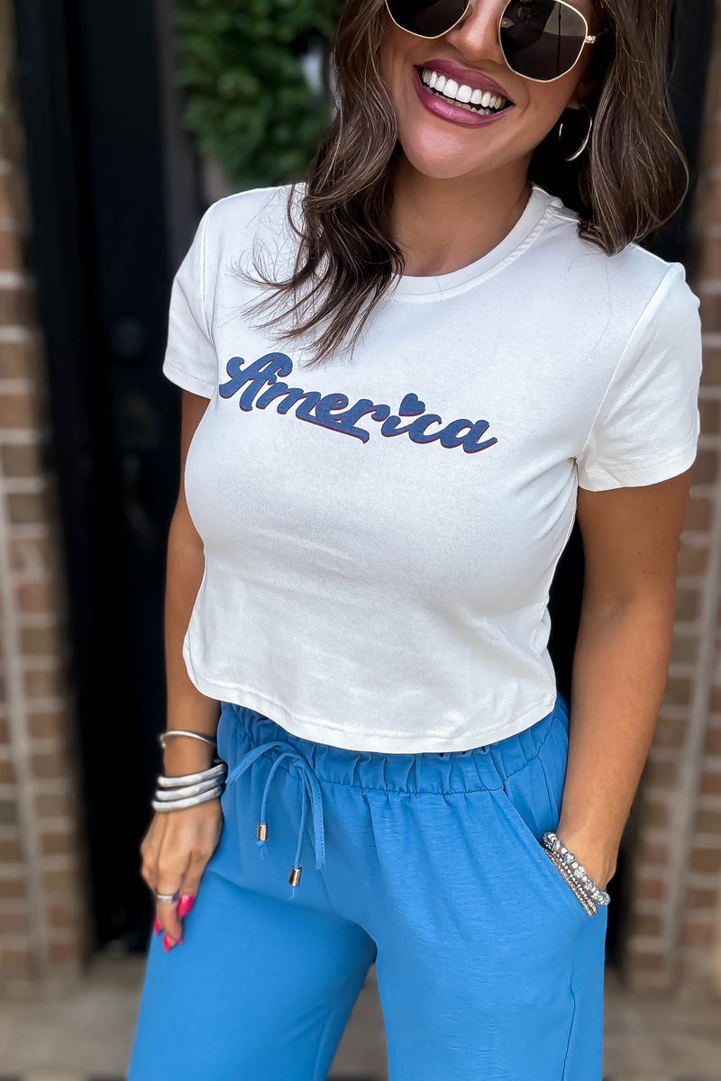 America Short Sleeve Round Neck Baby Tee