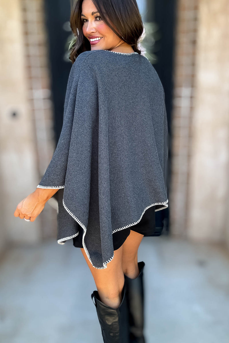 Mustard Seed Front Stitch Detile Kint Pancho