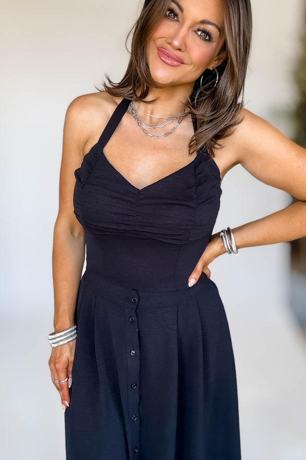 Set A Flow Black Halter Top