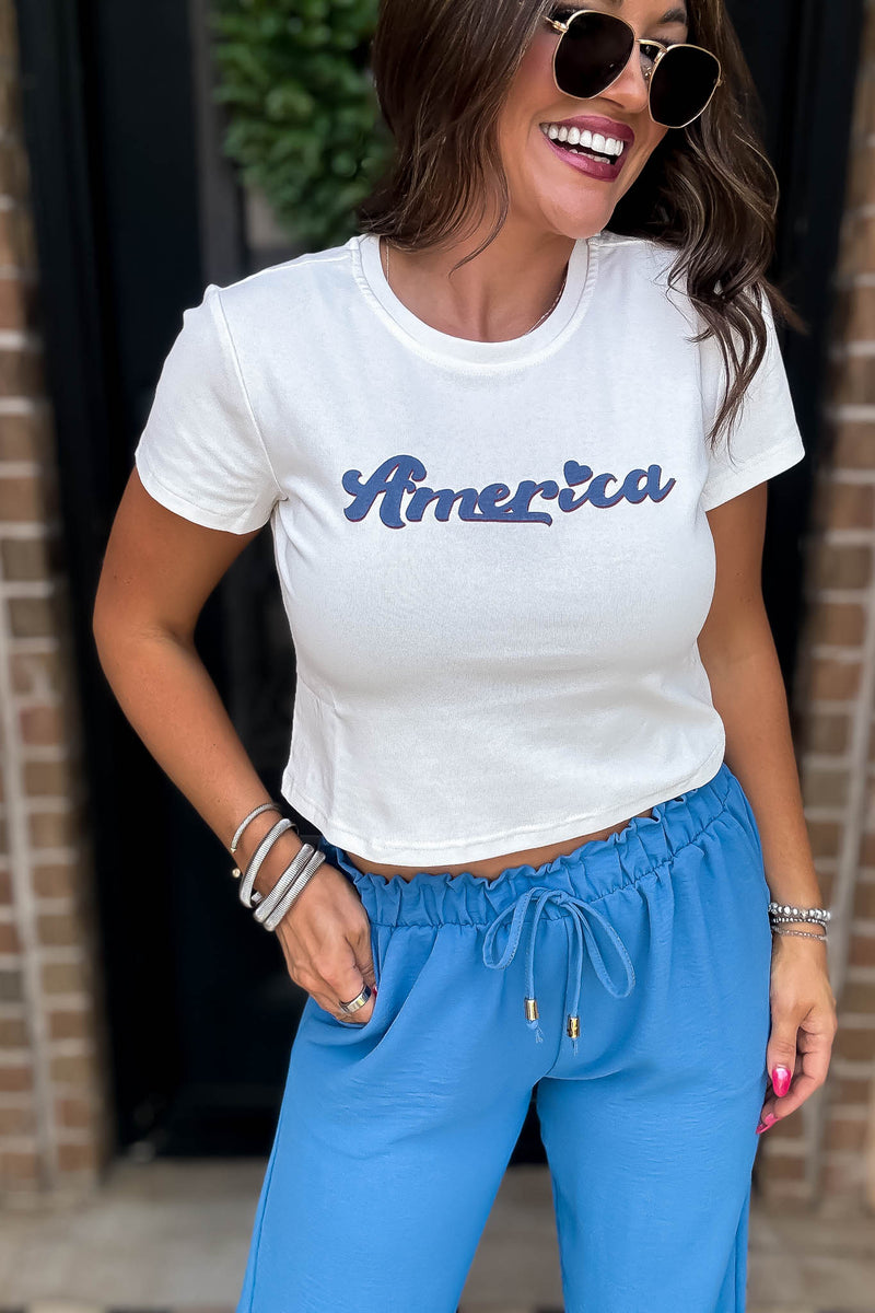 America Short Sleeve Round Neck Baby Tee