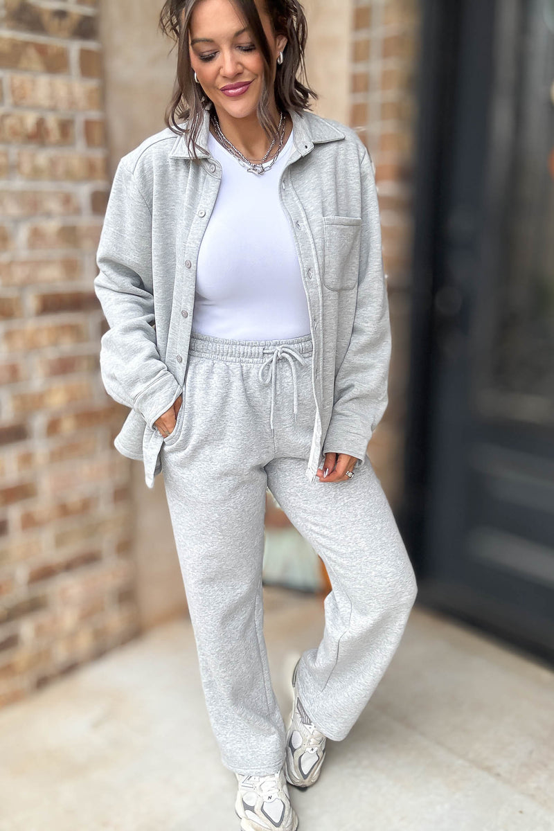 Heather Grey Straight Leg Fleece Sweatpants