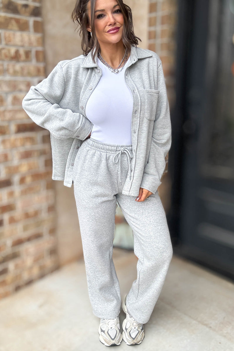 Heather Grey Straight Leg Fleece Sweatpants