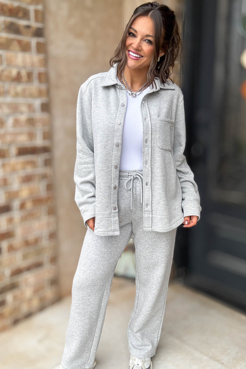 Heather Grey Straight Leg Fleece Sweatpants