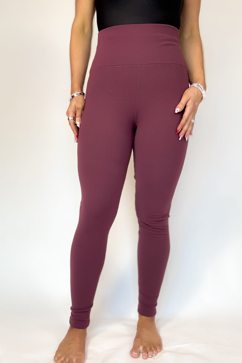 Black And Mauve Combo 2 FOR $20Thermal Fleece Lined Basic Winter Leggings