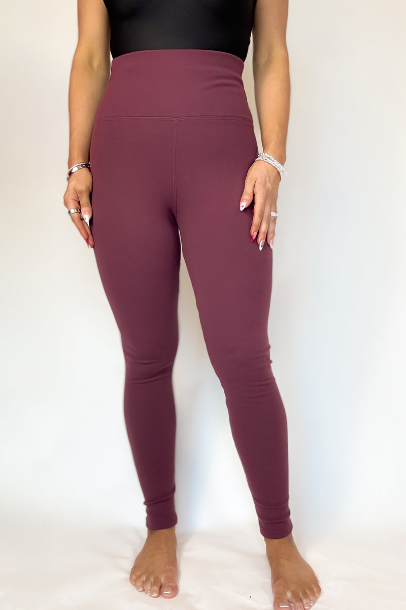 Black And Mauve Combo 2 FOR $20Thermal Fleece Lined Basic Winter Leggings