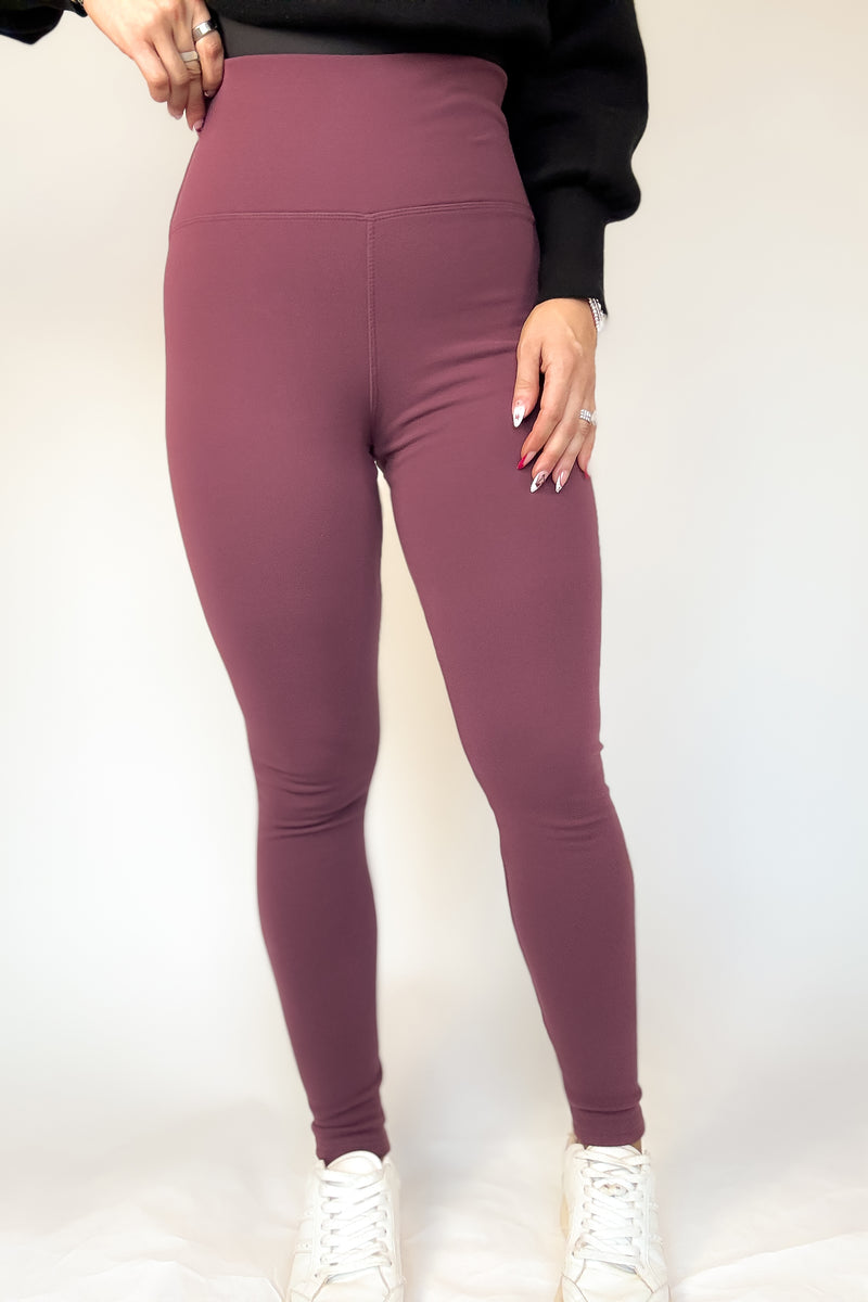 Black And Mauve Combo 2 FOR $20Thermal Fleece Lined Basic Winter Leggings