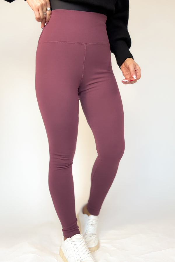 Black And Mauve Combo 2 FOR $20Thermal Fleece Lined Basic Winter Leggings