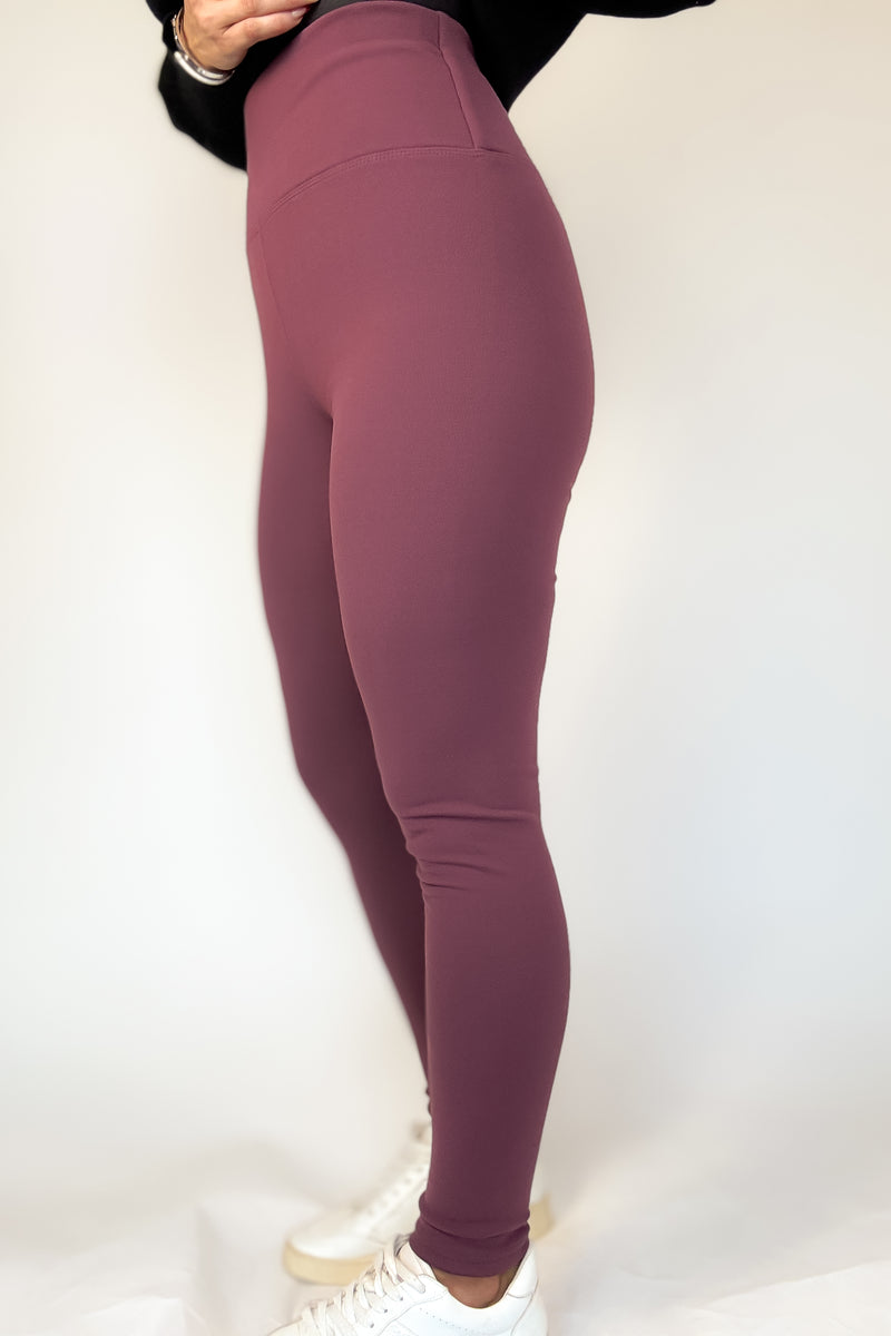 Black And Mauve Combo 2 FOR $20Thermal Fleece Lined Basic Winter Leggings