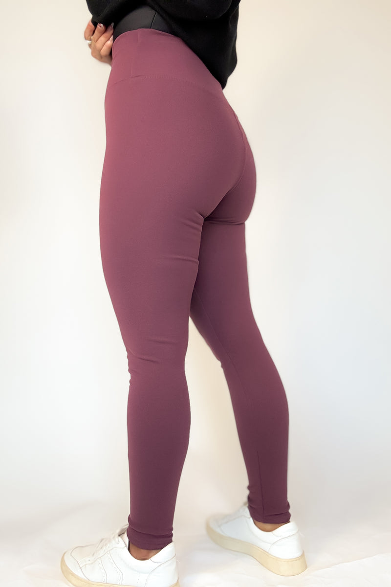 Black And Mauve Combo 2 FOR $20Thermal Fleece Lined Basic Winter Leggings