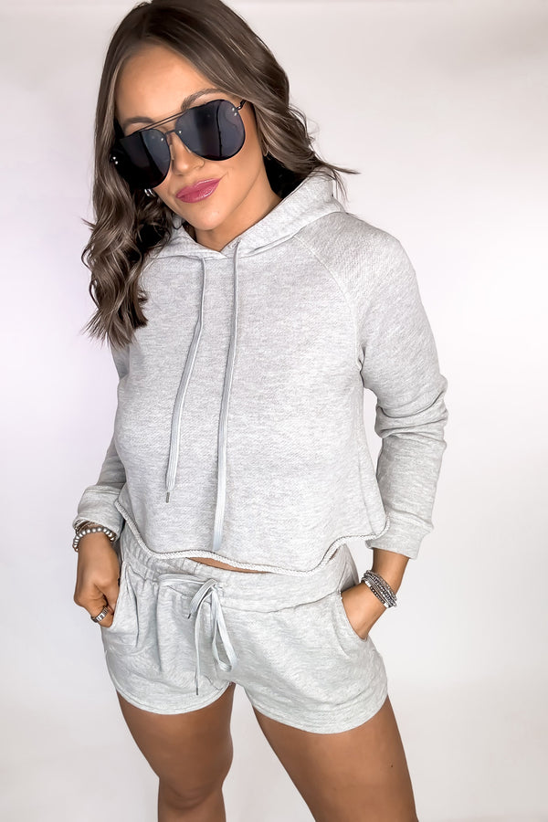 Heather Grey French Terry Hoody Short Set