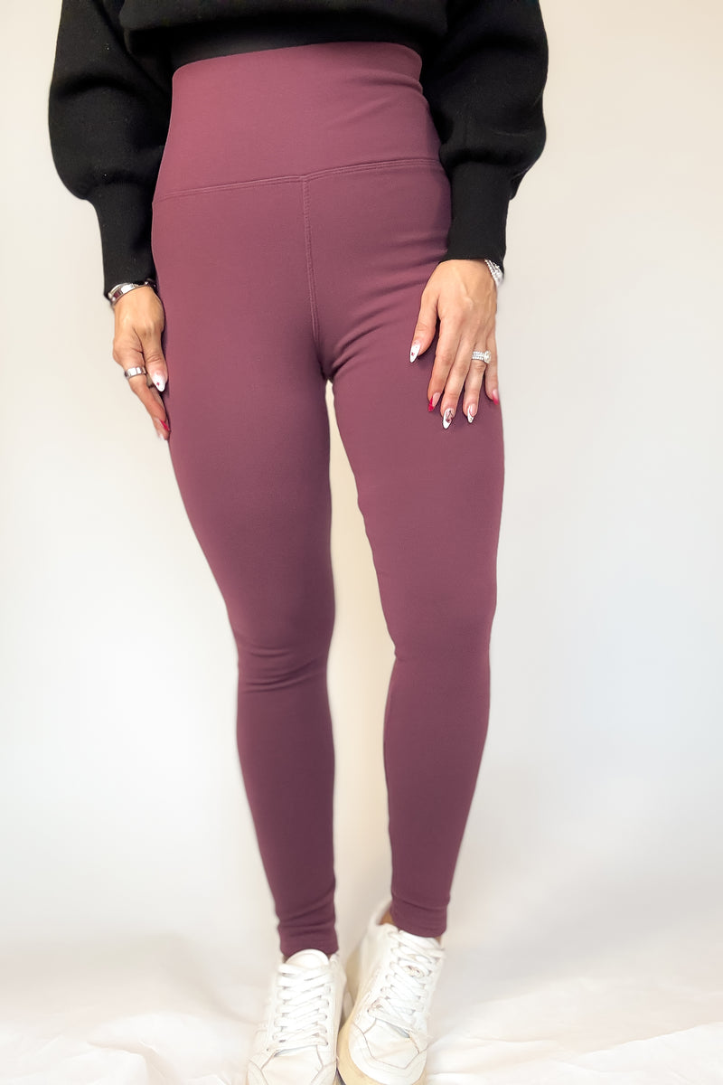Black And Mauve Combo 2 FOR $20Thermal Fleece Lined Basic Winter Leggings