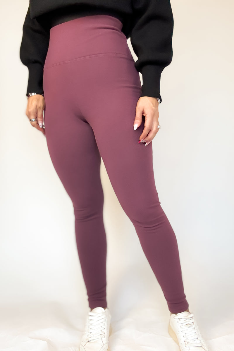 Black And Mauve Combo 2 FOR $20Thermal Fleece Lined Basic Winter Leggings