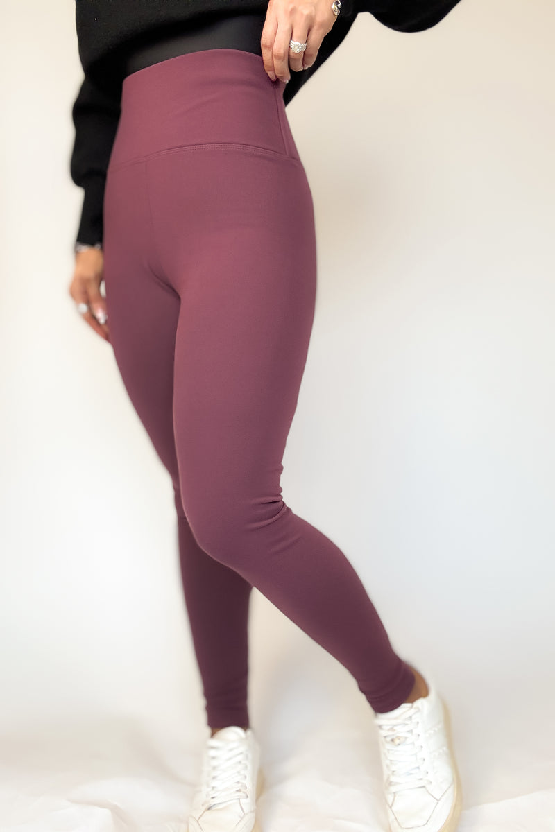 Black And Mauve Combo 2 FOR $20Thermal Fleece Lined Basic Winter Leggings
