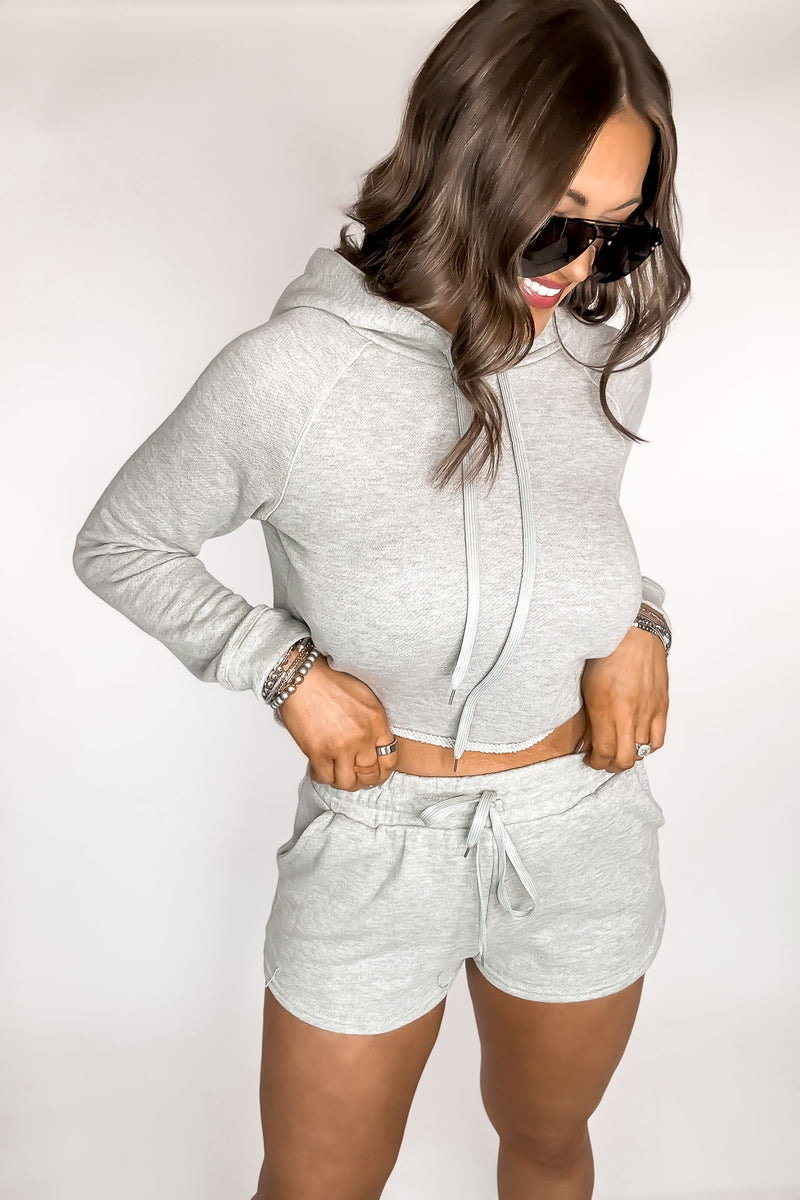 Heather Grey French Terry Hoody Short Set
