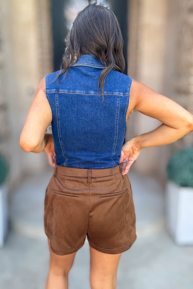 Hadley Brown Faux Suede Shorts