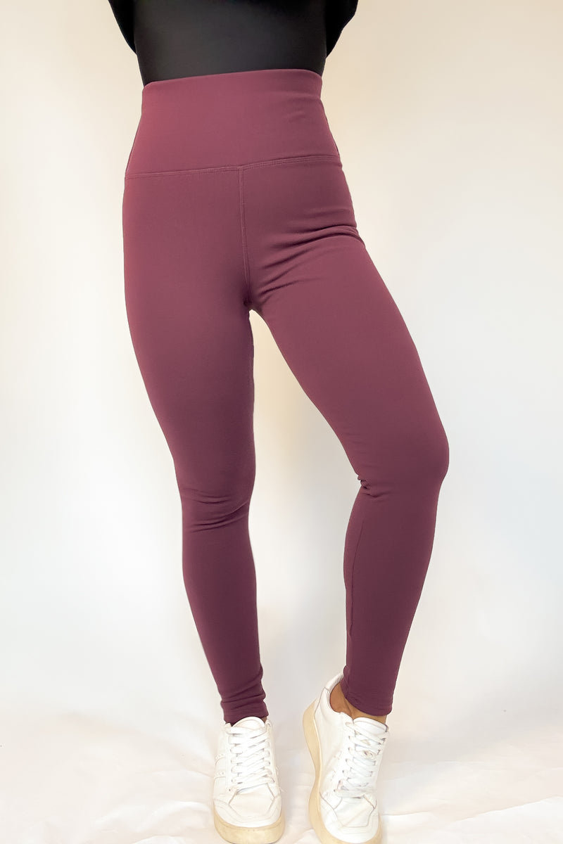 Black And Mauve Combo 2 FOR $20Thermal Fleece Lined Basic Winter Leggings