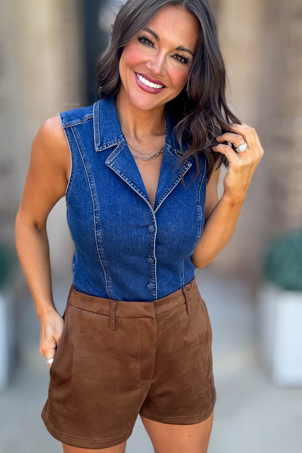 Hadley Brown Faux Suede Shorts