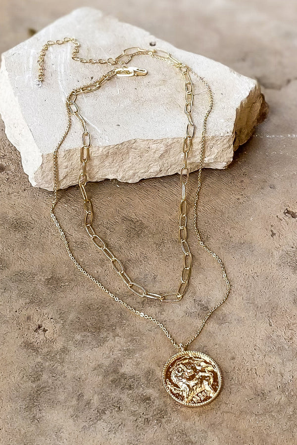 Stay True Gold Coin Layered Chain Necklace