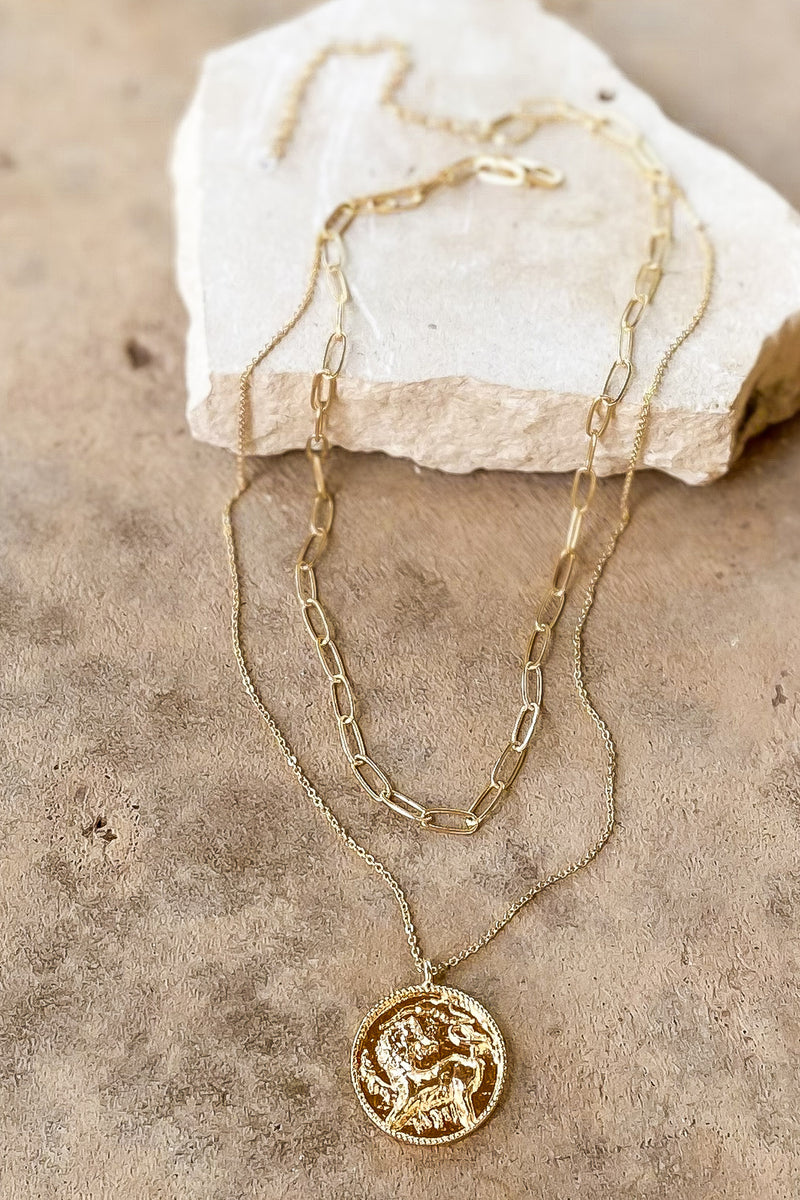 Stay True Gold Coin Layered Chain Necklace