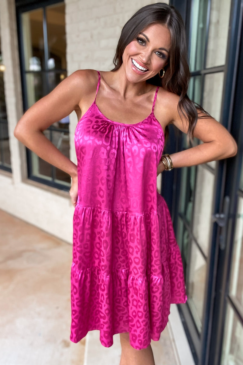 By The Grace Leopard Hot Pink Dress