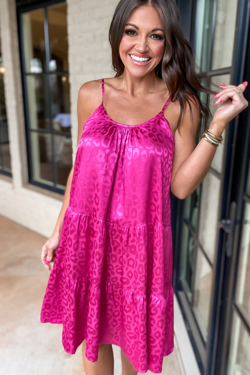 By The Grace Leopard Hot Pink Dress