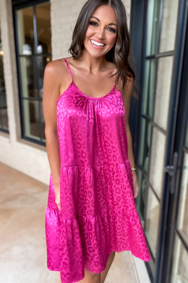 By The Grace Leopard Hot Pink Dress