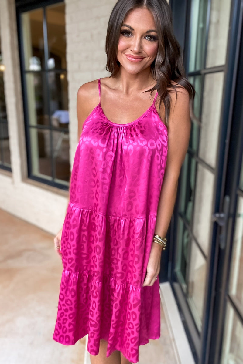 By The Grace Leopard Hot Pink Dress