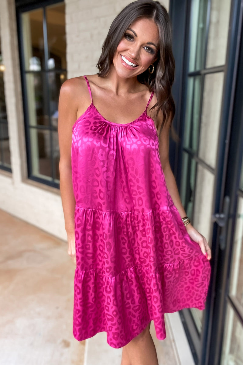 By The Grace Leopard Hot Pink Dress