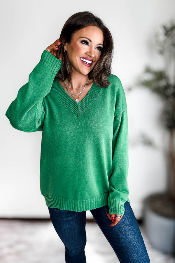 V-Neck Green Sweater