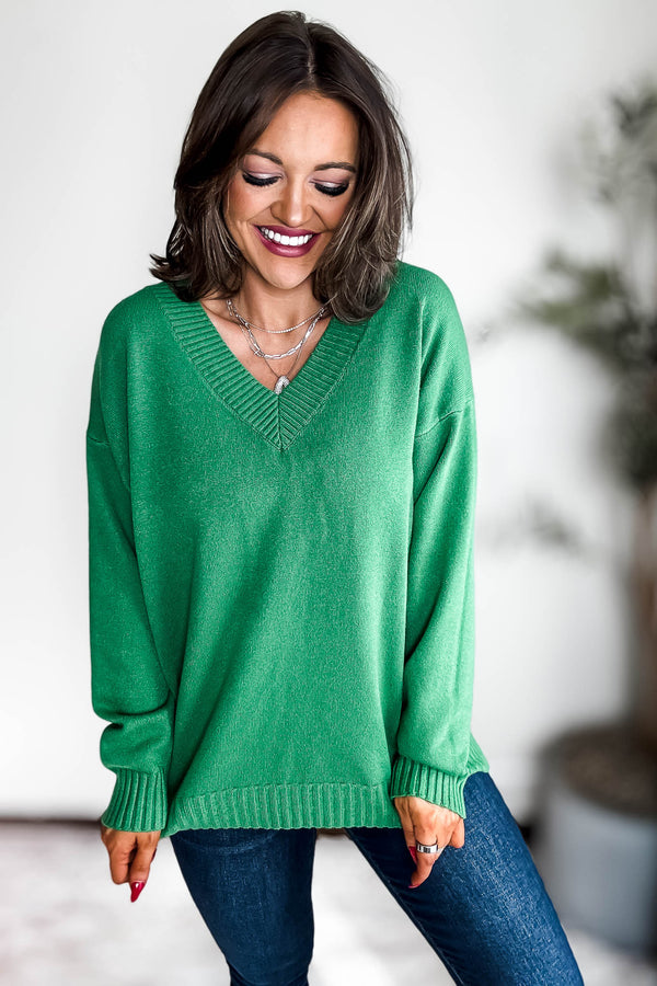 V-Neck Green Sweater