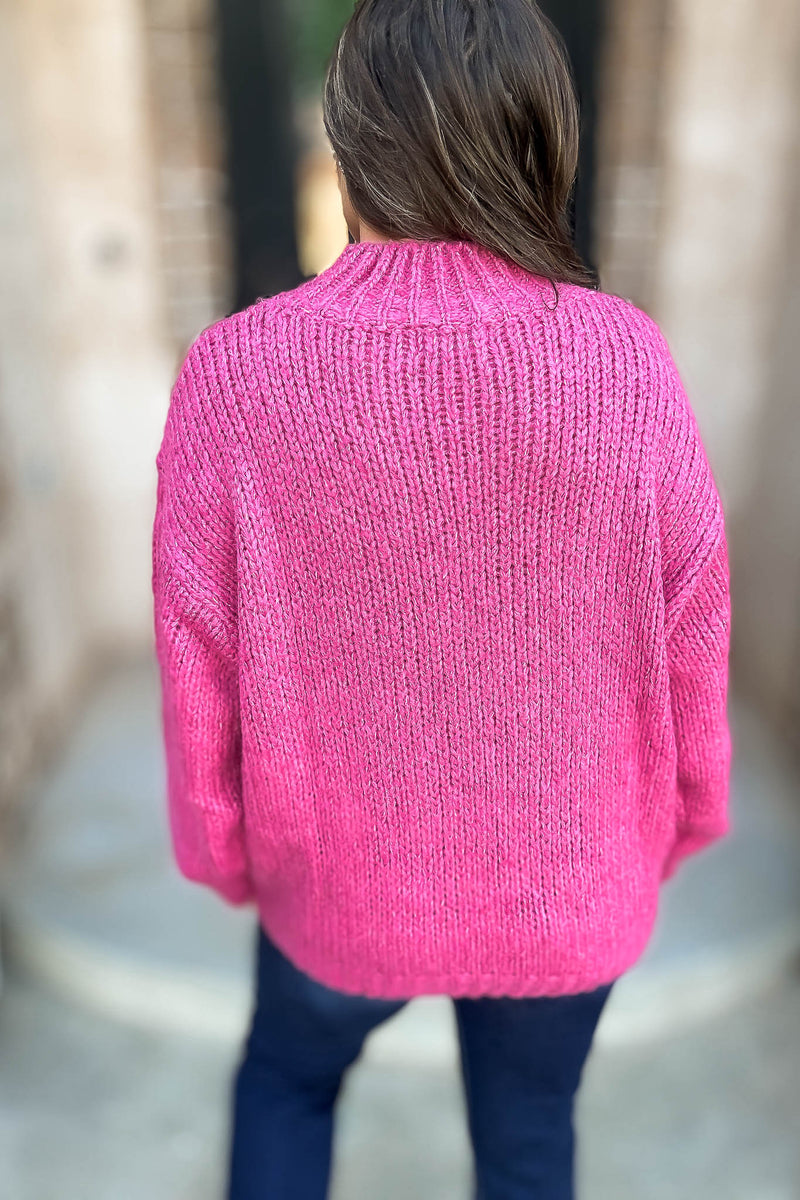 Raspberry High Neck Oversized Sweater