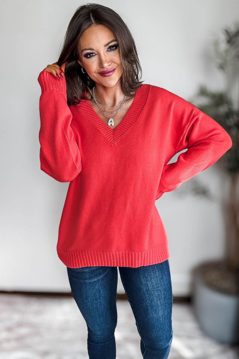 V-Neck Red Sweater