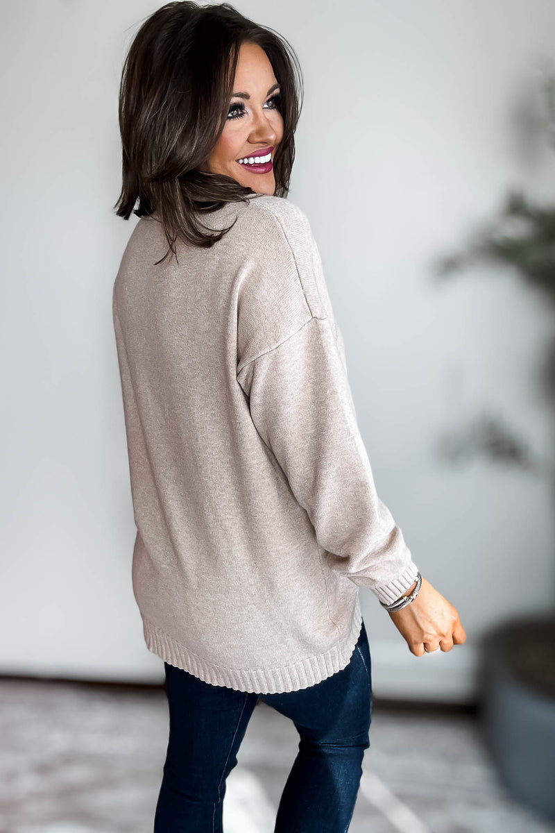 V-Neck Oatmeal Sweater