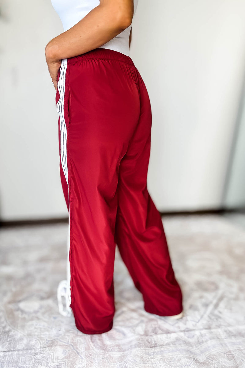 Audrey Vintage Red Side Striped Ribbon Tie Track Pants