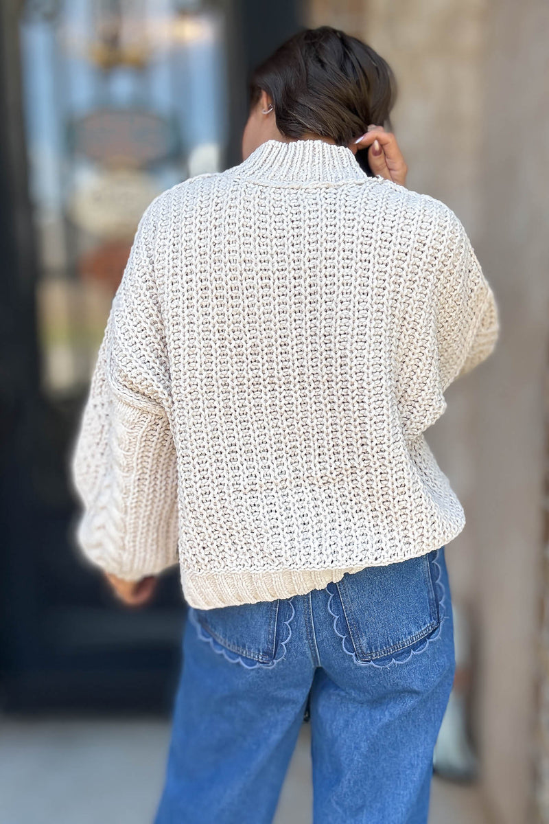 Sand Beige Cable Knit Sweater