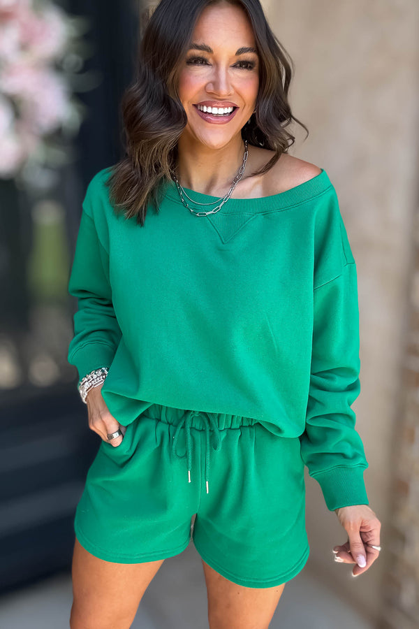 Softest Ever Kelly Green Fleece Shorts