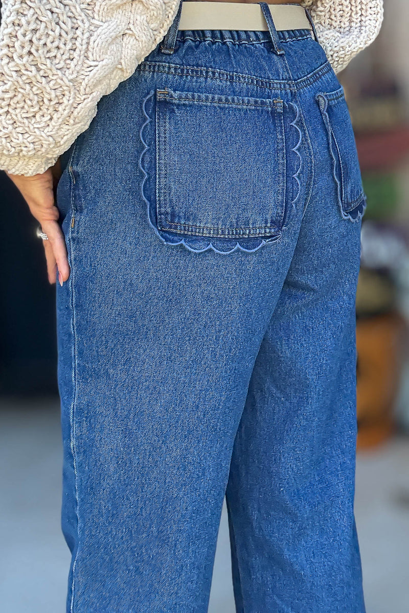 Scallop Embo Pocket Denim Pants