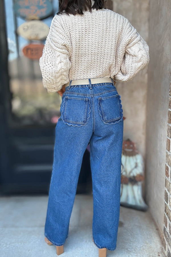 Scallop Embo Pocket Denim Pants