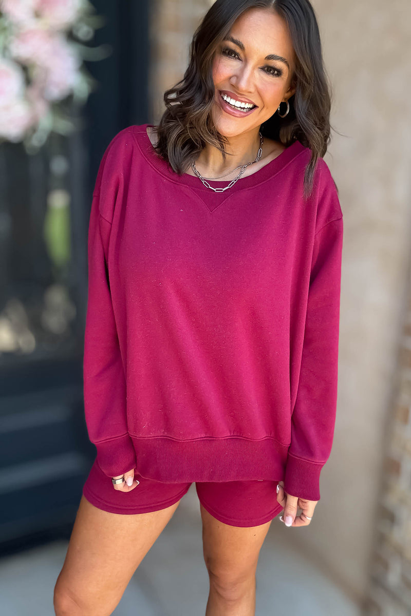 Softest Ever Cabernet Fleece Boat Neck Sweatshirt