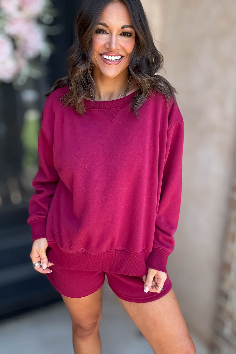Softest Ever Cabernet Fleece Boat Neck Sweatshirt