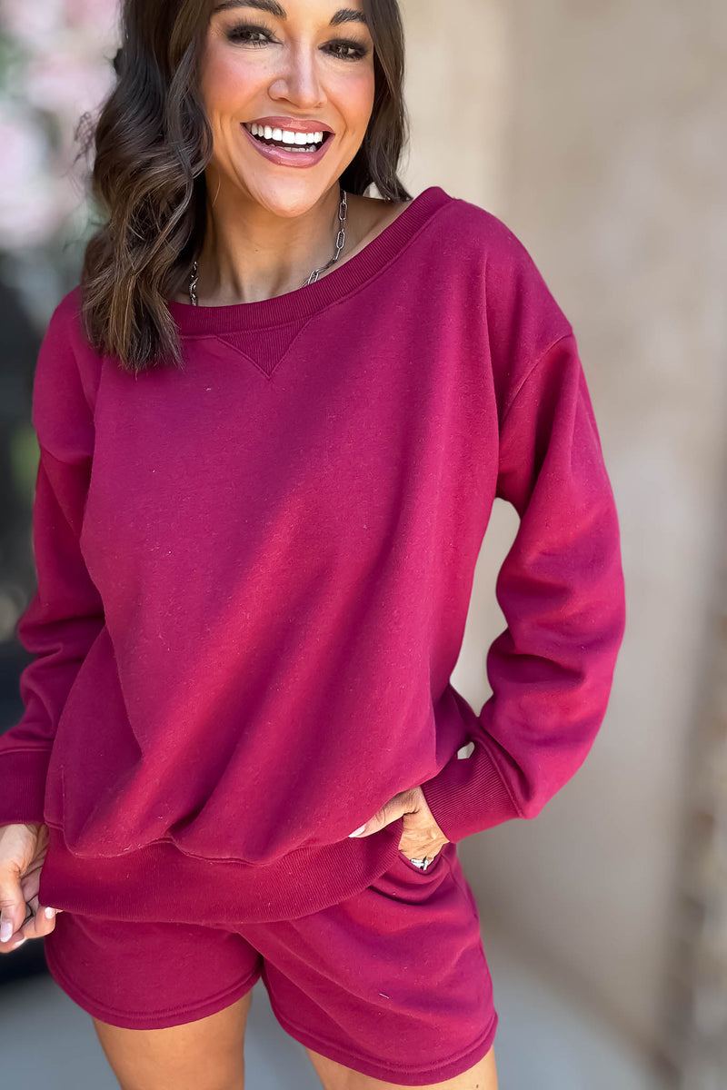 Softest Ever Cabernet Fleece Boat Neck Sweatshirt