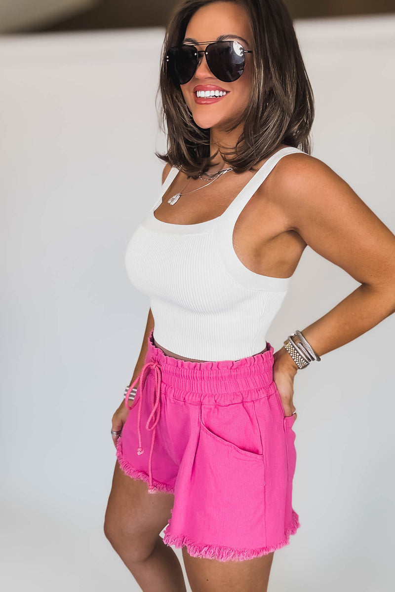Solid Sweater Off White Rib Tank Top
