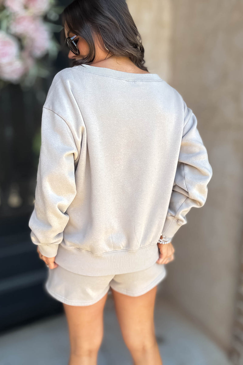 Softest Ever Ash Mocha Fleece Boat Neck Sweatshirt